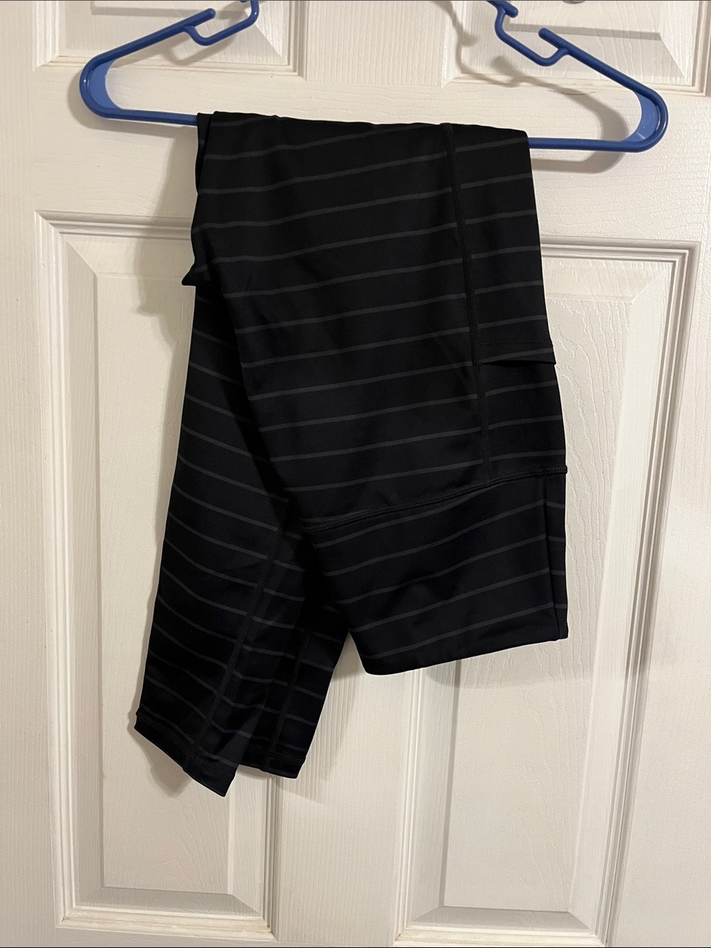 High-Rise Black Striped Workout Leggings